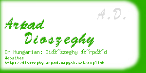 arpad dioszeghy business card
