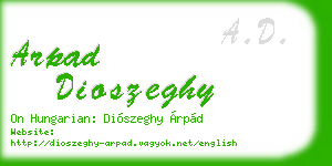 arpad dioszeghy business card